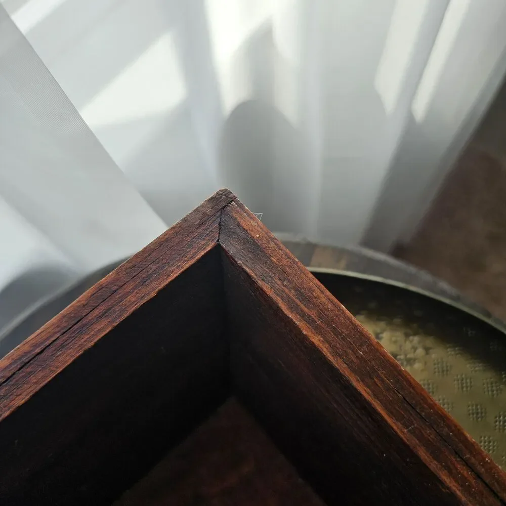 Vintage Wooden Planter or Storage Box with Painted Autumn Maple Leaf, Fall Decor